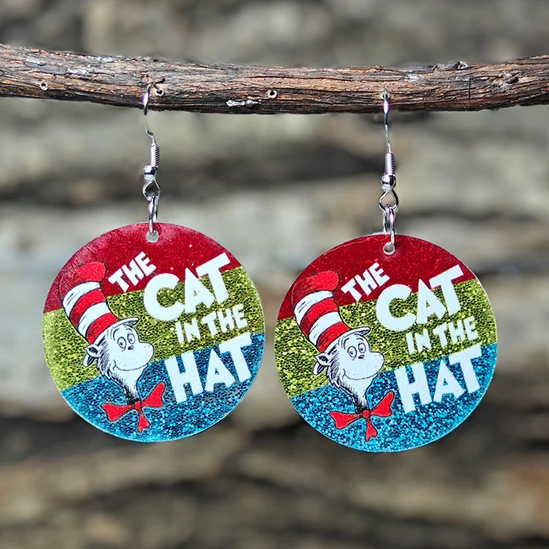 Teacher’s Day Acrylic Earrings - Cute Cat Dog Books Design Jewelry Gift for Teachers and Students