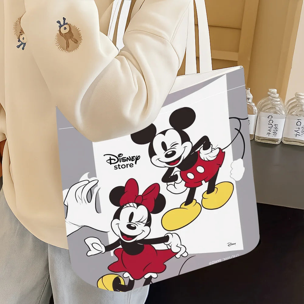 Disney Mickey & Minnie Canvas Tote Bag – Reusable Shopping & Travel Bag, Cute Daily Use Handbag, Ideal Gift for Disney Fans