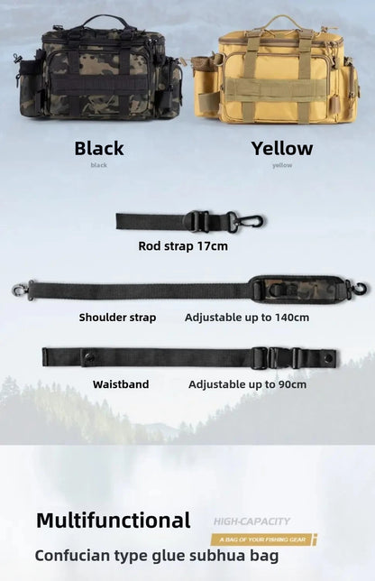 Portable Fishing Tackle Shoulder Bag – Storage Bag with Rod Holder for Outdoor Sports & Fly Fishing
