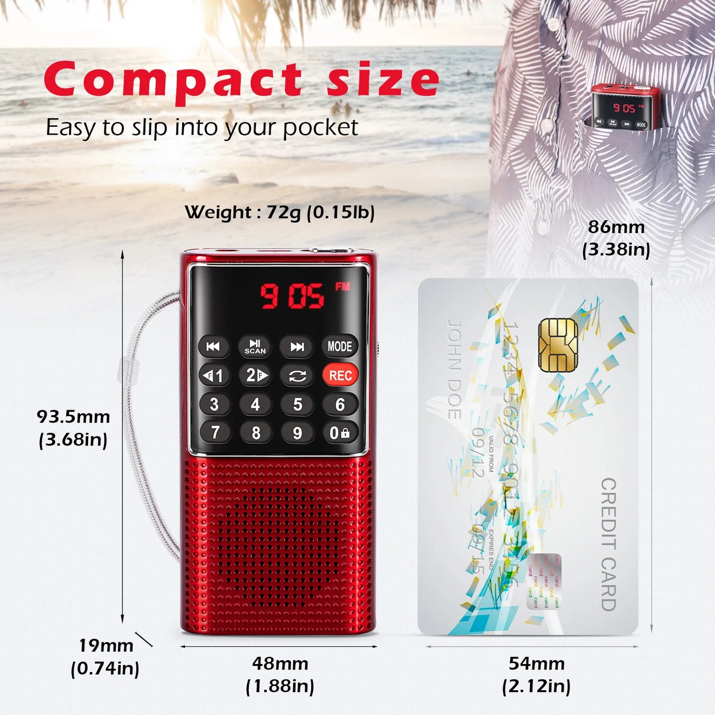 Mini Portable Pocket FM Radio – Handheld MP3 Walkman with Recorder & Rechargeable Battery