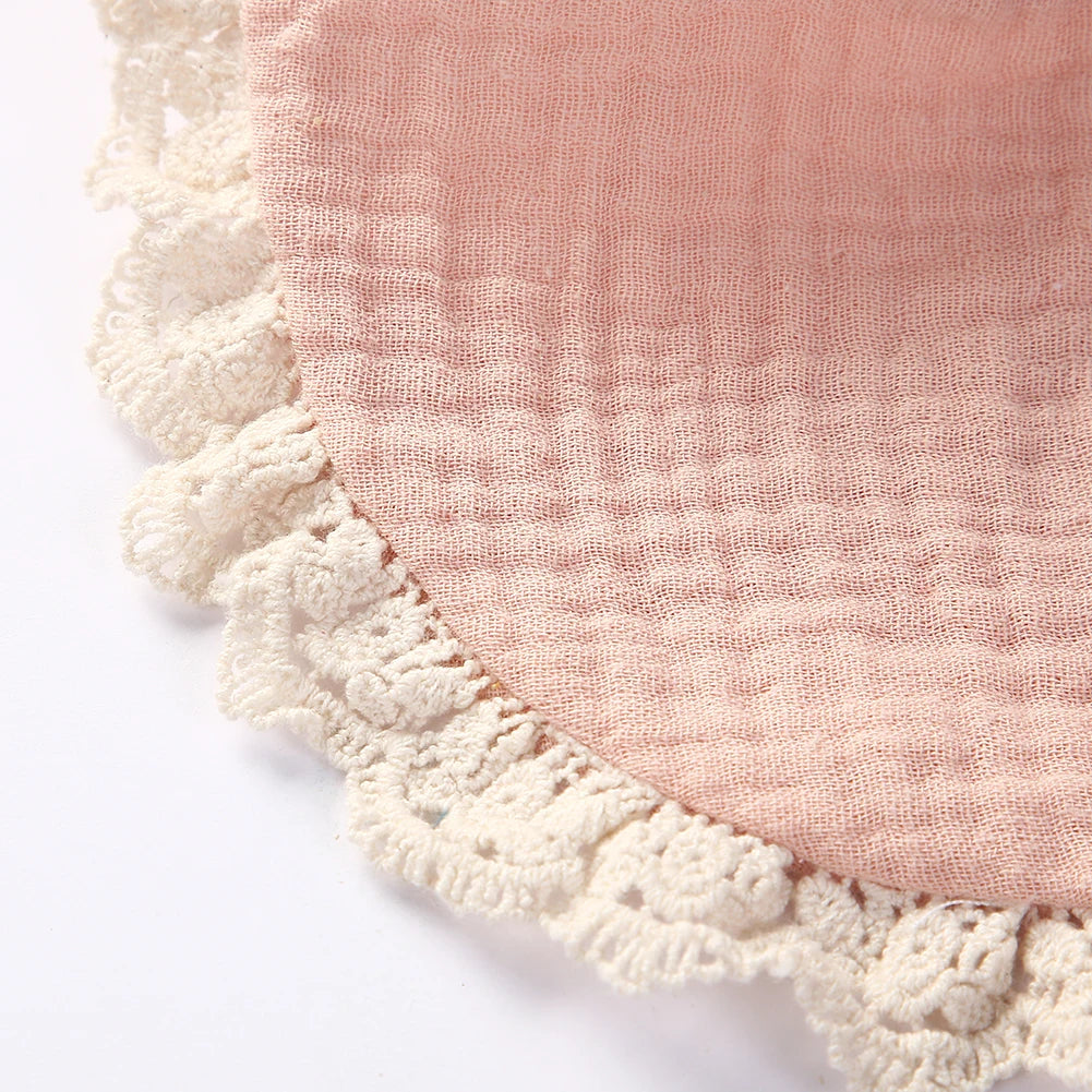3PCS Baby Bib Set – Solid Muslin Cotton & Bamboo Feeding Drool Burp Cloth with Tassel Lace, Adjustable Infant Scarf for Boys & Girls