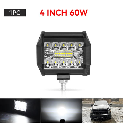 4" / 7" LED Work Light Bar 144W/120W Spot Flood Combo – Off-Road Lighting for Car, Tractor, Boat, Truck, SUV & ATV Repair & Utility Use