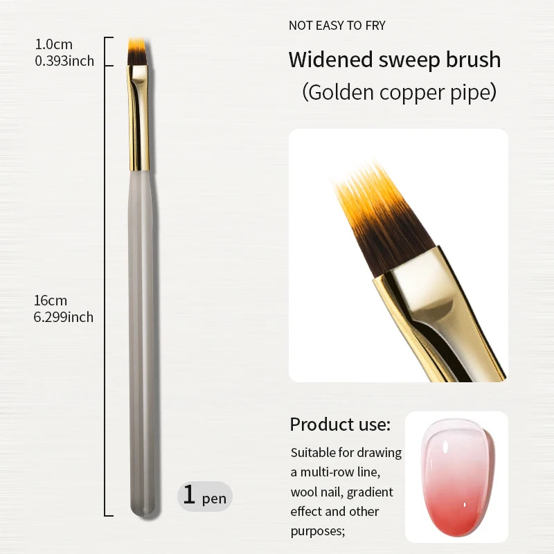 RSNAIL Nail Art Liner Brushes — 18mm Slender Long Line Painting Pen for French Stripe Nail Art, UV Gel DIY Manicure Tool