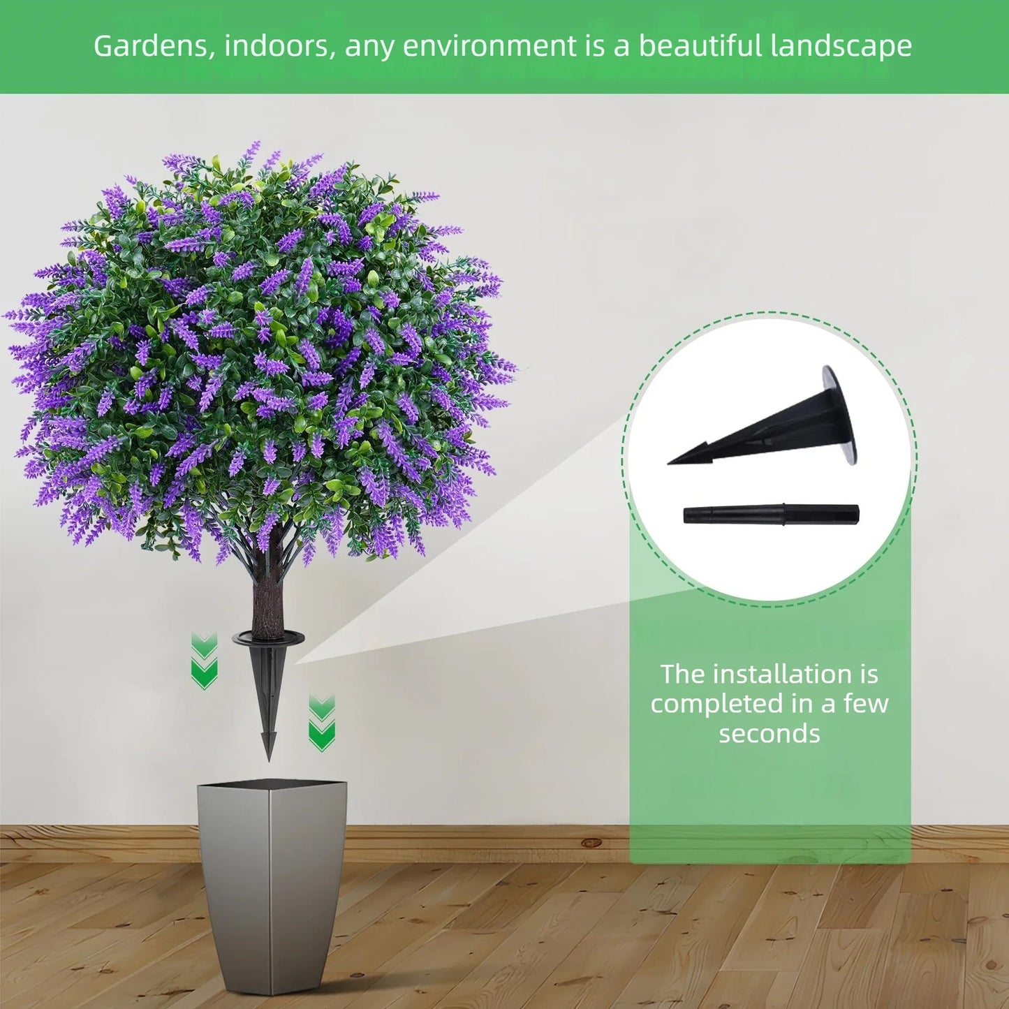 Artificial Lavender Tree - UV-Resistant Faux Greenery Plant for Garden & Porch Decor