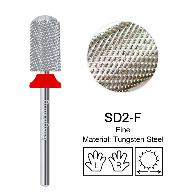 Gold Tungsten Carbide Nail Drill Bits – Large Barrel Milling Cutter, Pro Reversed Durable Grinding & Polishing Tools Accessories 4XC