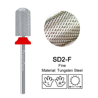 Gold Tungsten Carbide Nail Drill Bits – Large Barrel Milling Cutter, Pro Reversed Durable Grinding & Polishing Tools Accessories 4XC