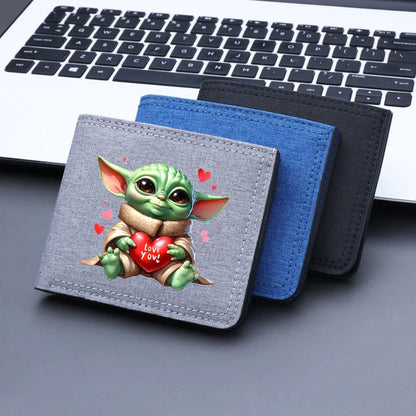 Star Wars Men's Canvas Wallet – Black/Blue/Gray Short Purse, Card Holder & Money Bag with Credit Card Case