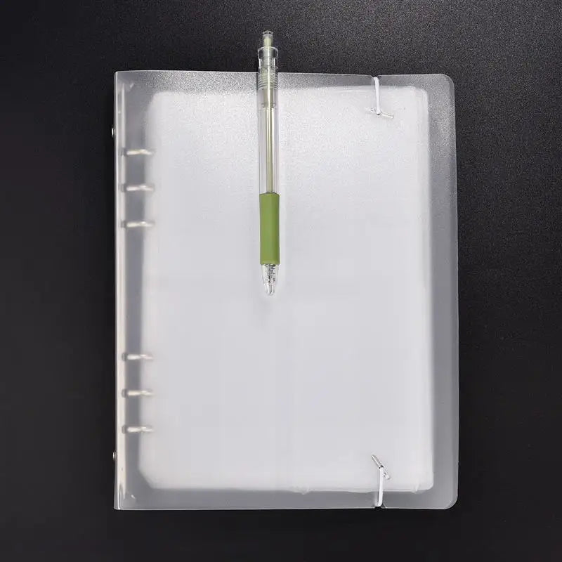 A5 6-Hole Strap Storage Clip and Bag - Scrapbook Cutting Die and Sticker Storage, Transparent Organizing Bag