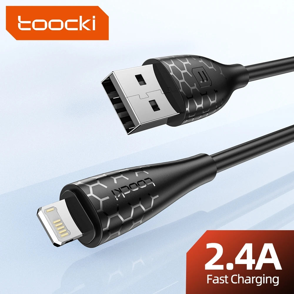 Toocki 2.4A Lightning Cable – Fast Charging USB Cord for iPhone 14/13/12/11 Pro Max, iPad, 8/7 Plus