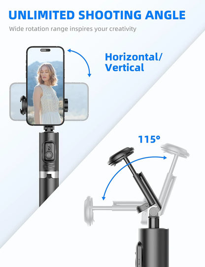 Selfieshow Wireless Selfie Stick – 72 Inch Portable Aluminum Alloy Tripod with Bluetooth Remote for iOS & Android Phones