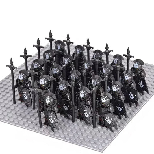 21PCS Medieval Fantasy Warrior Figures – Dwarf, Elf, Knight & Orc Building Brick Toys