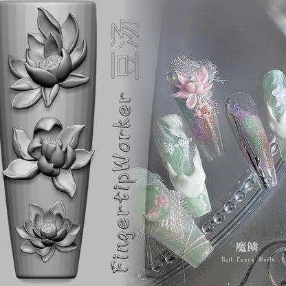 Snake Lolita Bow, Mushroom, Rose, Lotus, Bear 3D Acrylic Nail Mold - DIY Silicone Nail Decorations & Nail Art Products