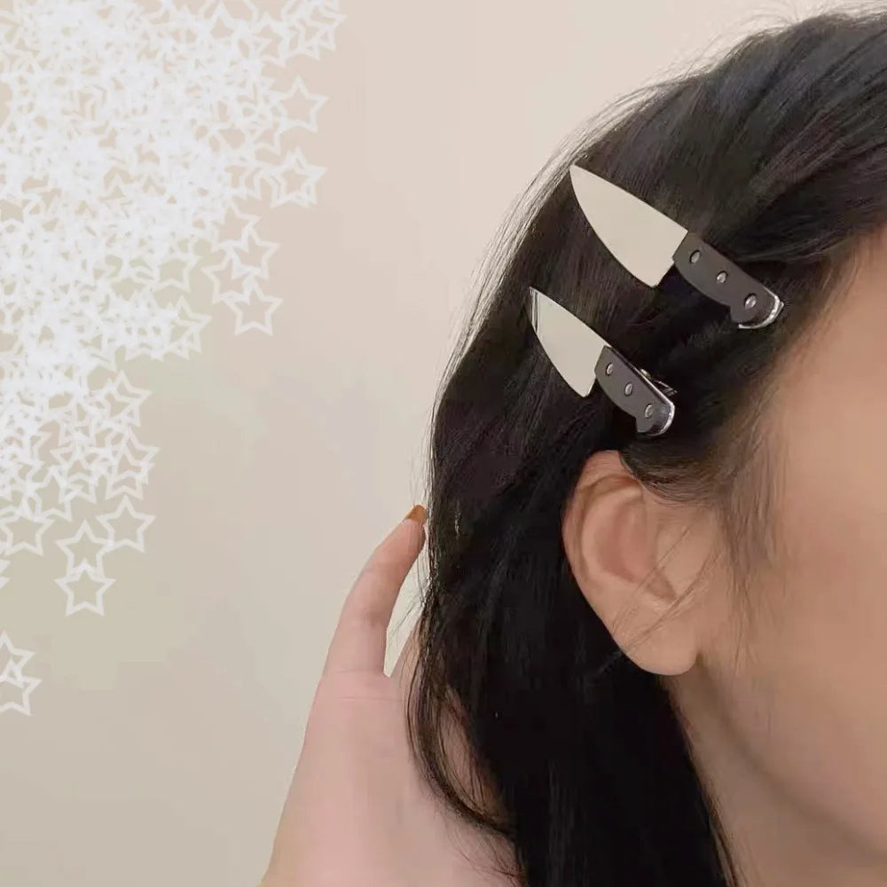 Gothic Knife Hair Clip - Creative Cosplay Side Bang Hairpin Party Accessory
