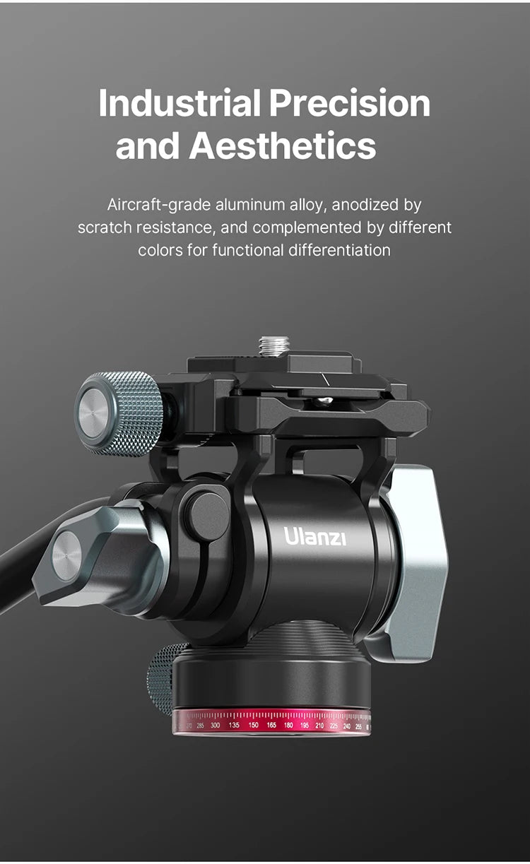 Ulanzi U-190 Panoramic Tripod Head – Hydraulic Fluid Video Damping Head for DSLR, Monopod & Mobile Camera Stand