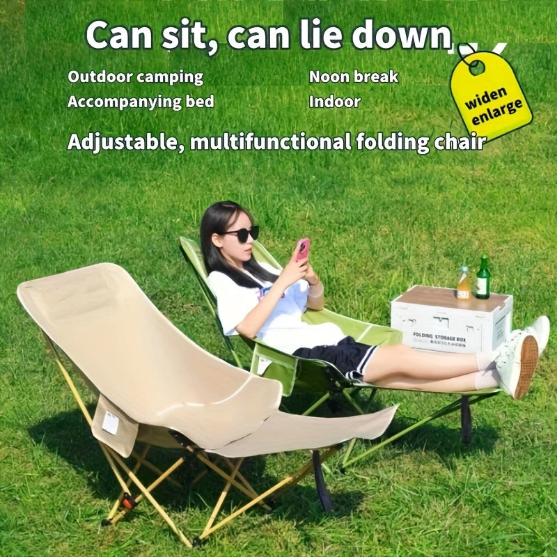 4-Position Adjustable Camping Chair with Footrest — Portable Folding Outdoor Chair for Fishing, Beach, Travel & Picnic