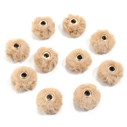 10pcs Plush Fur Ball Beads – Multicolor Pompom Spacer Beads for DIY Jewelry, Earrings & Bracelets