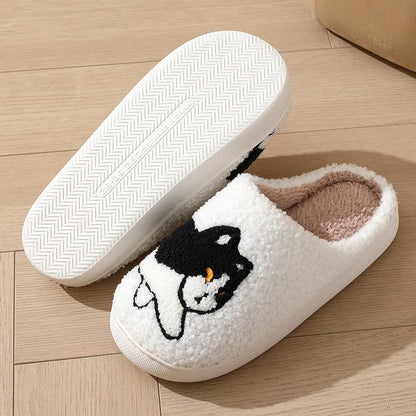 Cartoon Cat & Dachshund Dog Slippers – Indoor Lightweight Cotton Slides for Men & Women, Warm Winter Bedroom Shoes