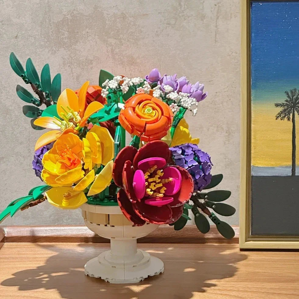 NEW 2025 Flower Bud Bouquet Building Block Set 10345 – Compatible with Lego, Perfect Christmas Gift
