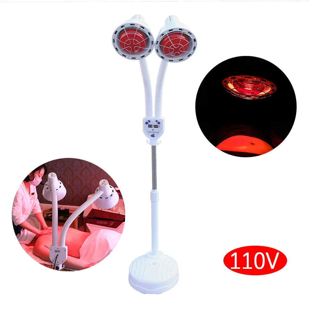 Beauty Timer Health Care Lamp – 2 Head Floor Stand Infrared Heat Therapy Lamp for Physical & Medical Treatment