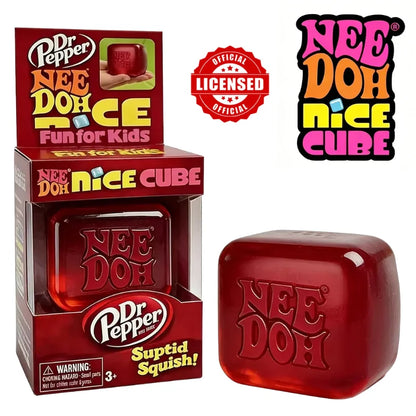 Dr Pepper NeeDoh Nice Cube Squishy Fidget Toy - Soft Squeeze Sensory Stress Relief for Kids & Adults