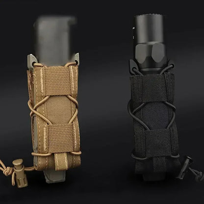 Tactical Molle Magazine Pouch - 9MM Pistol Mag & Flashlight Holder