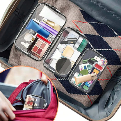 Clear Toiletry Bag — Portable Travel Makeup Organizer with Zipper, PVC Cosmetic Pouch, Airline Compliant
