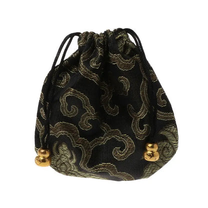 Silk Brocade Drawstring Gift Bags – Embroidered Jewelry, Coin & Candy Pouch for Wedding & Party Favors