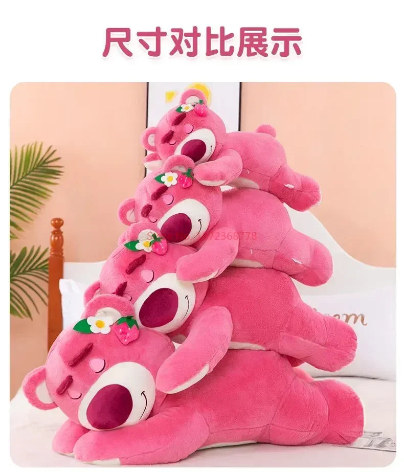 New Disney Kawaii Toy Story Lotso Bear Plush Pillow – Strawberry Sofa Stuffed Toy for Kids & Birthday Gift