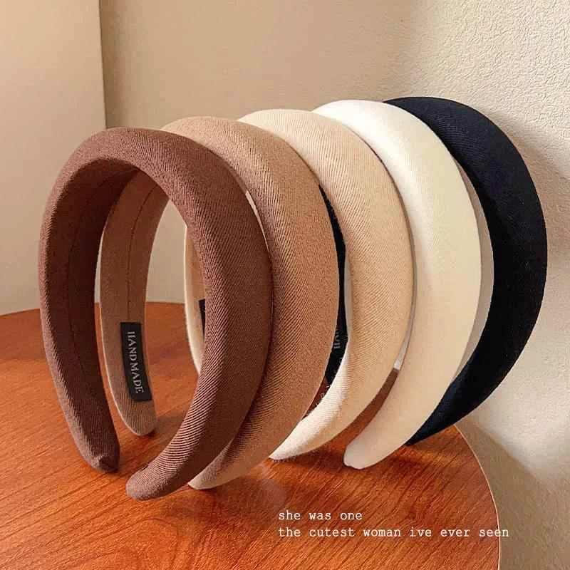 Wild Solid Color Sponge Headband – Wide Edge Fashion Hair Band for Women & Girls, Face Wash Accessory