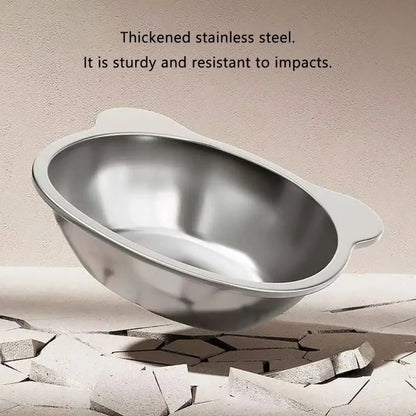304 Stainless Steel Raised Cat Bowl - 15° Elevated Tilted Design for Cats and Puppies