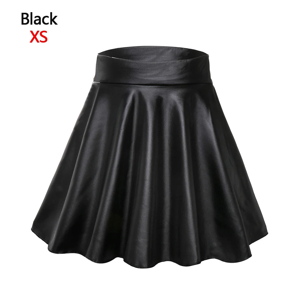 Women’s High Waist Mini Skirt — Elastic Faux Leather Short Skirt
