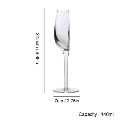 Crystal Glass Cups 140ml - Portable Vintage Long Stem Wine & Champagne Glasses