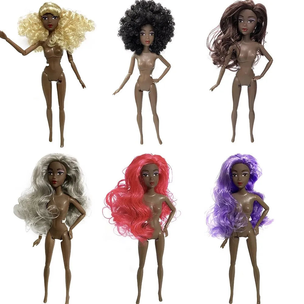 Adollya 32cm 1/6 African Doll — 10-Joint Movable Black American BJD Doll with Makeup, Toy for Girls & Kids Gifts