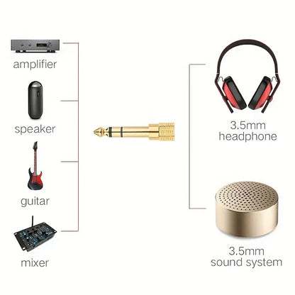 2 Pack Audio Adapter Set, 6.5mm to 3.5mm and 3.5mm to 6.5mm, 1/4-inch to 1/8-inch and 1/8-inch to 1/4-inch, Suitable for Headphones
