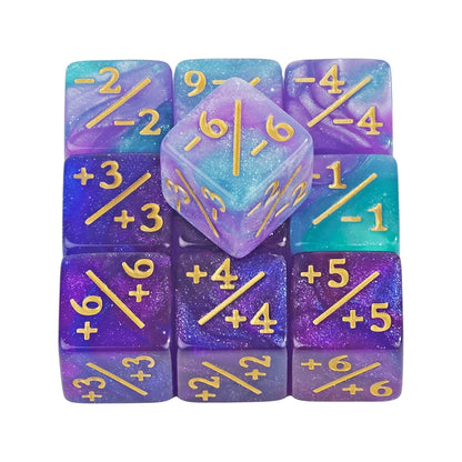 10pcs Six Sided Dice Set - D6 Counters +1/+1 & -1/-1 for Math Learning, Kids Arithmetic Toys and Card Game Accessories