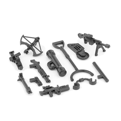 Military Building Blocks Soldier Set - Tactical Weapons Figures with Gatling Gun, Rifle, Mortar & Accessories Toy Kit