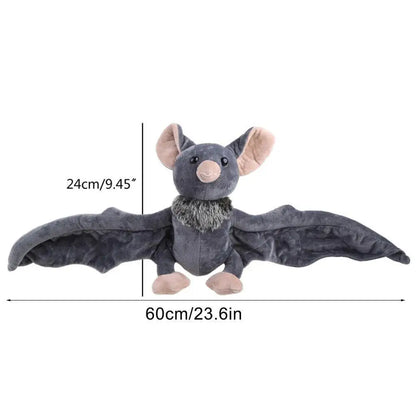 Vivid Bat Plush Pillow - Realistic Foldable Wing Stuffed Doll, Soft Seat Cushion and Halloween Christmas Decor