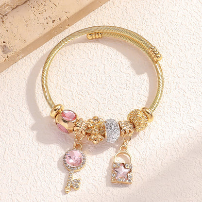 Women's Stainless Steel Pan Family Bracelet – Stylish Multi-Element Accessory for Daily Wear & Gifts