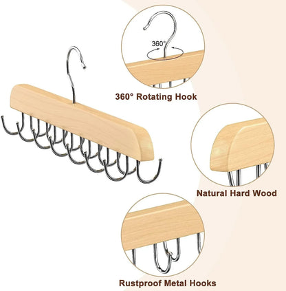 Wooden Belt and Scarf Rack Organizer – Wardrobe Hanger for Belts, Ties, and Accessories, Men’s and Women’s Clothing Storage   2/2