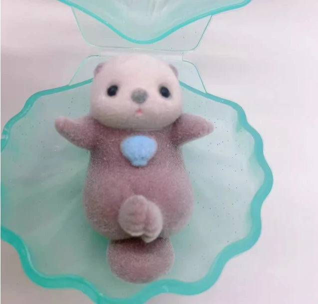 Yell World Shell Capsule Toy | Kawaii Fluffy Sea Otter Gasha Ornament Figure