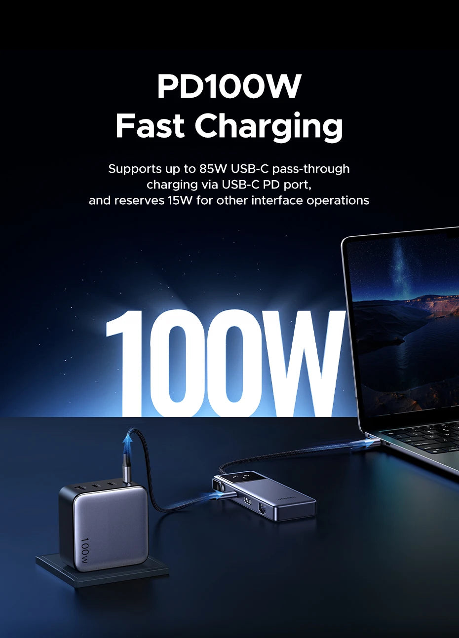 UGREEN 7-in-1 USB-C Hub – 4K HDMI, USB 3.0, RJ45 Gigabit Ethernet Docking Station for MacBook & Laptops