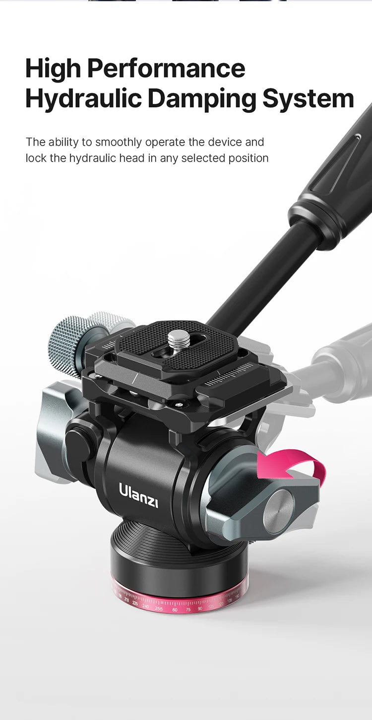 Ulanzi U-190 Panoramic Tripod Head – Hydraulic Fluid Video Damping Head for DSLR, Monopod & Mobile Camera Stand