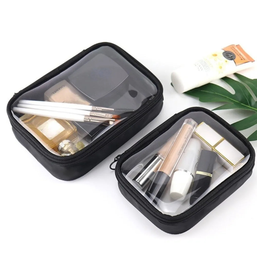 Transparent Travel Cosmetic Bag - Waterproof Zipper Makeup & Toiletry Organizer Case