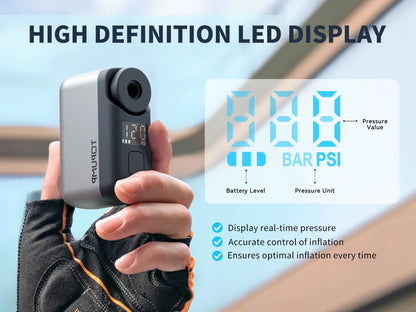 TB2PRO Mini Bicycle Tire Inflator – 120PSI Rechargeable Pump with LED Screen for Bikes, Sports Balls & Accessories