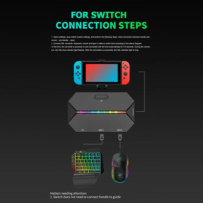 G6L Gaming Keyboard & Mouse Converter – Portable Wired Controller Adapter for Nintendo Switch, Xbox One, PS3, and PS4