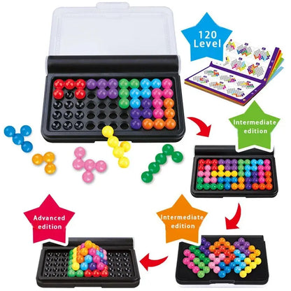 120 Challenges 3D IQ Puzzle Game – Classic Pyramid Logic Board for Kids, Montessori Bead Brain Teaser