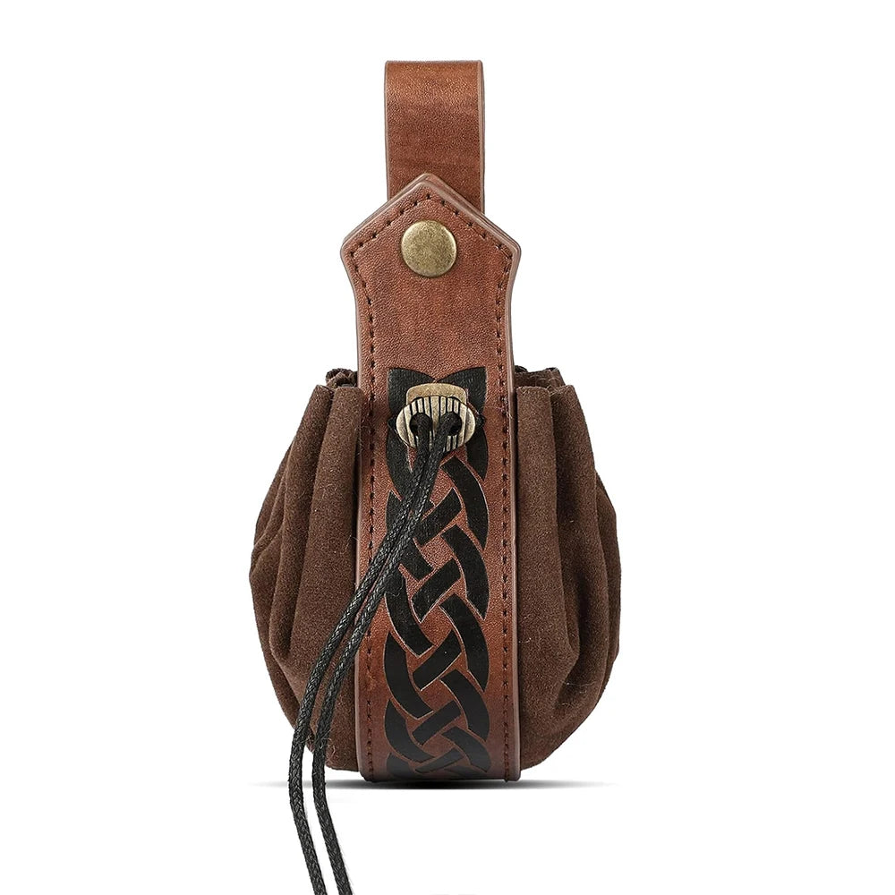 4PCS Medieval Cosplay Leather Belt Set – Copper Coin Waist Bag, Renaissance & Steam Role Playing Halloween Costume Accessories