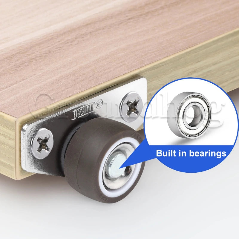 4Pcs Silent Rubber Casters | Low Profile Drawer Wheels for Furniture, Kitchen Cabinets, Tables, Side Installation Replacement