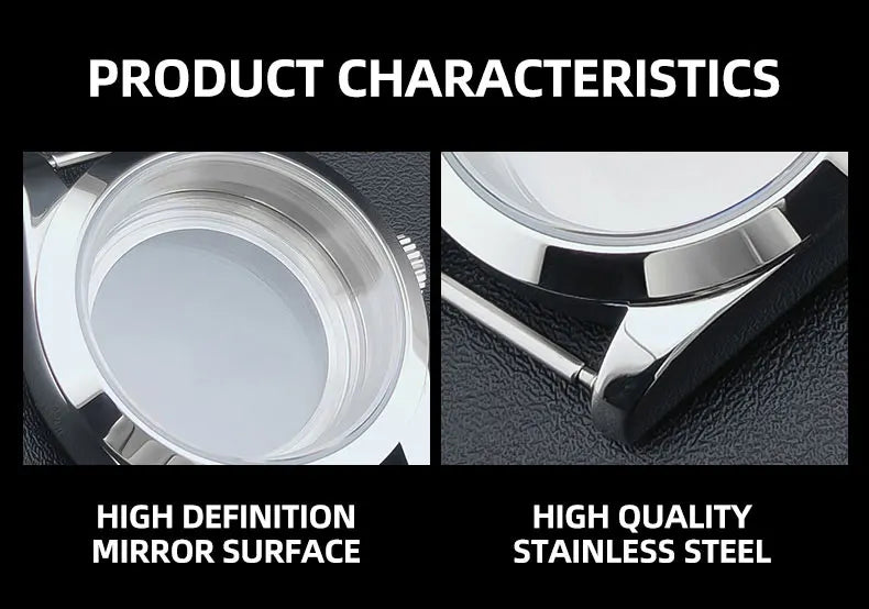 Neiton 36mm/39mm Silver Watch Case - Sapphire, Bevel Edge, 316L Stainless Steel for NH35, NH36, NH34 Movements