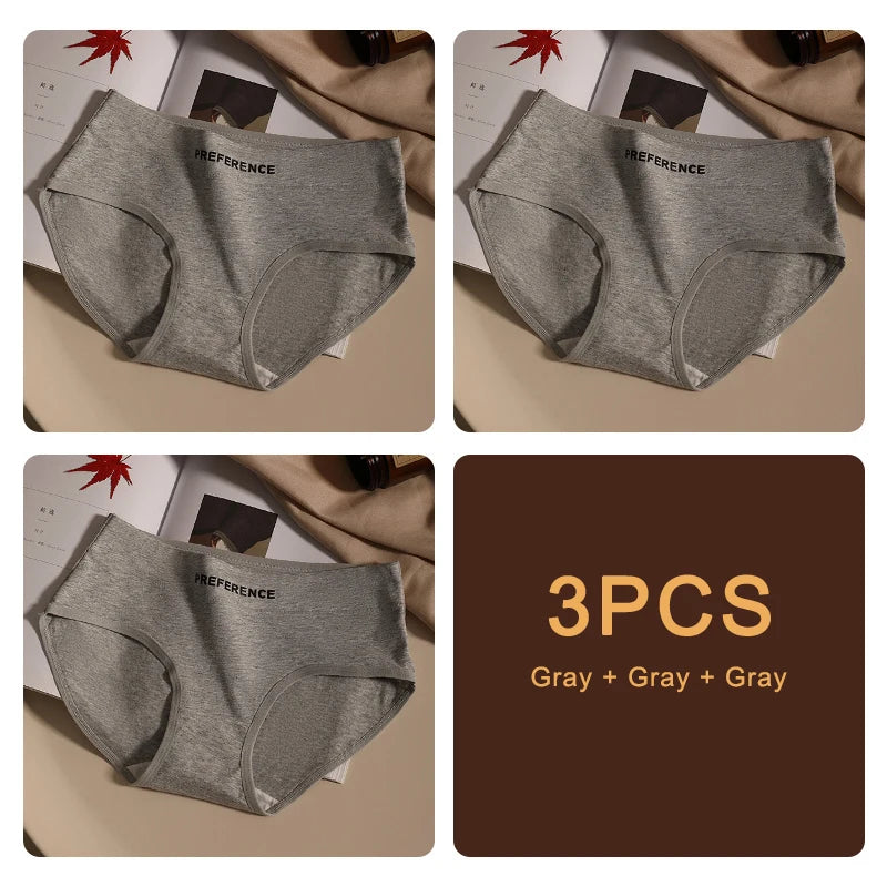 3PCS Seamless Women's Cotton Panties – Soft, Breathable, Large Size Sports Underwear Set